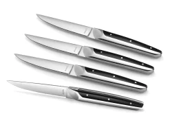Amefa Cubierto^Juego de 4 cuchillos de carne Emperor - Estilo de alta gama, hoja dentada, mango bimaterial ABS y acero inoxidable Gris