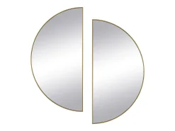 OZAIA Espejo De Pared|Espejo^Juego de 2 espejos semicirculares design de metal - Ancho 50 x Alt. 100 cm - - GAVRA Dorado
