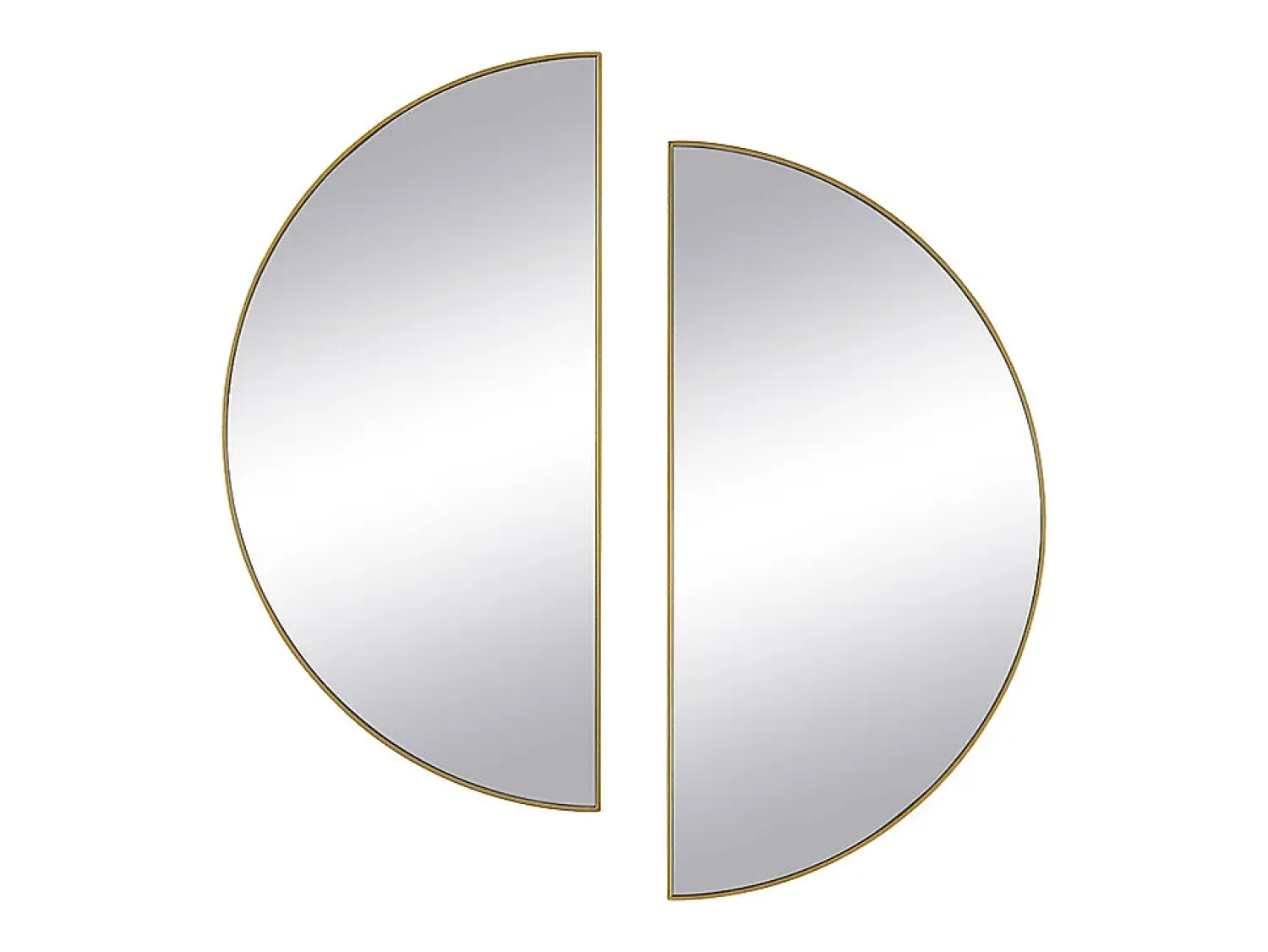 OZAIA Espejo De Pared|Espejo^Juego de 2 espejos semicirculares design de metal - Ancho 50 x Alt. 100 cm - - GAVRA Dorado