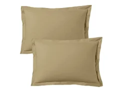 Blanc avenue Ropa De Cama^Juego de 2 fundas de almohada satén de algodón Beige