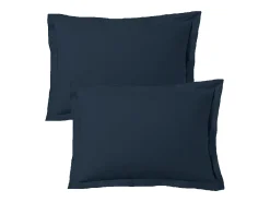Sale Blanc avenue Juego de 2 fundas de almohada satén de algodón marino Azul