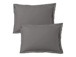 Juego de 2 fundas de almohada satén de algodón gris
