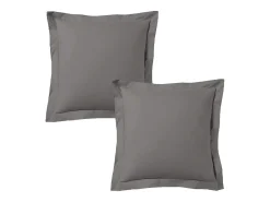 Juego de 2 fundas de almohada satén de algodón gris