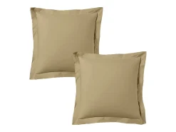 Blanc avenue Ropa De Cama^Juego de 2 fundas de almohada satén de algodón Beige