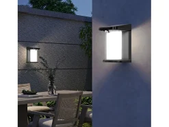 Lumisky Iluminación Exterior^Juego de 2 luces de pared con sensor solar 100LM LUSTY Negro