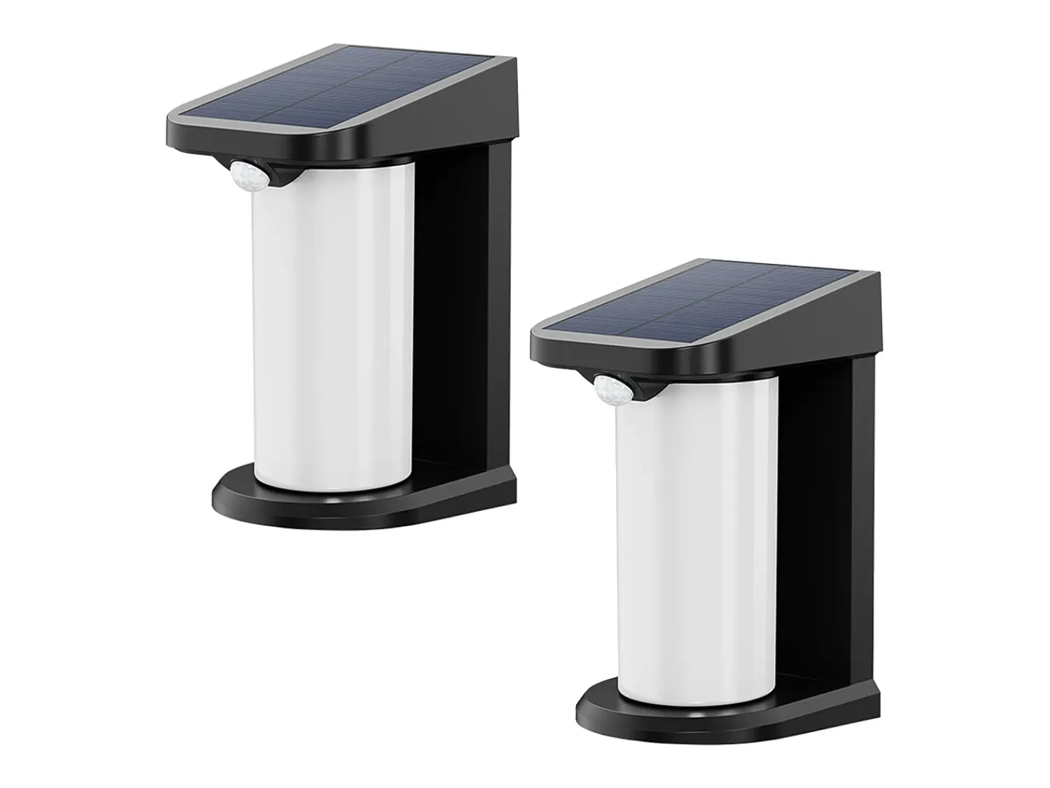 Lumisky Iluminación Exterior^Juego de 2 luces de pared con sensor solar 100LM LUSTY Negro