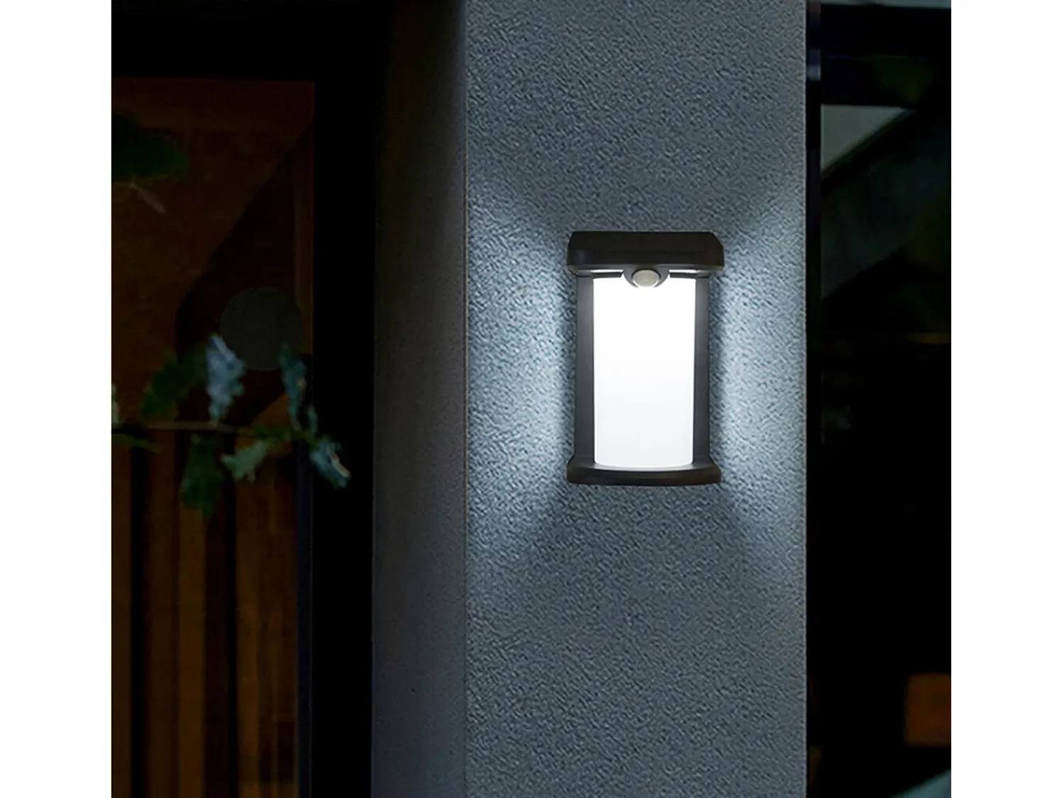Lumisky Iluminación Exterior^Juego de 2 luces de pared con sensor solar 100LM LUSTY Negro