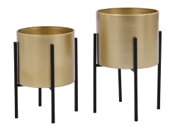 OZAIA Macetero^Juego de 2 macetas con patas de metal - Dorado y negro - 2 medidas - EDMEE Negro / Dorado