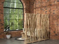 Juego de 2 separadores de ambientes de madera de teca - L. 100 x P. 25 x H. 180 cm - Natural - GAYANA