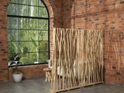 Juego de 2 separadores de ambientes de madera de teca - L. 100 x P. 25 x H. 180 cm - Natural - GAYANA
