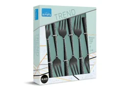 Juego de 6 Tenedores para Pastel Negro Mate Felicity - Acero Inoxidable - Colección Martillada