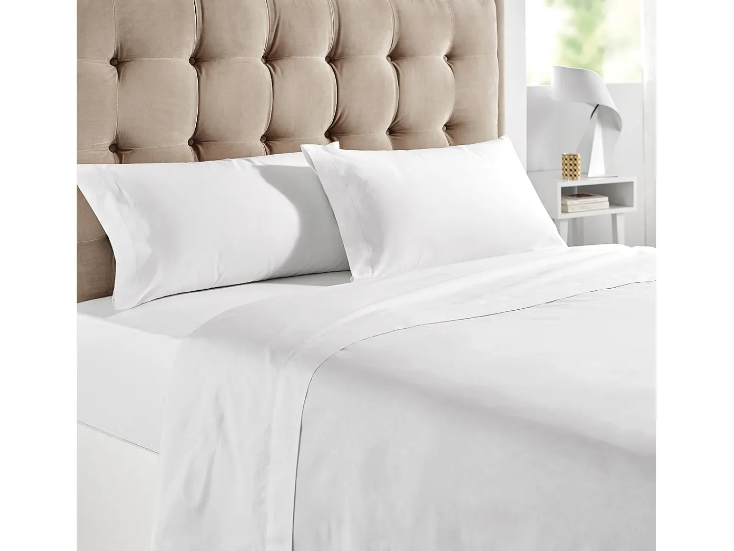 Best PIKOLIN Juego de cama 200 hilos Percal algodón Cama 90 Blanco
