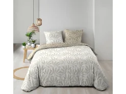 Juego de Cama 3 Piezas Malia 260x240 cm 100% Algodón Beige Natural Reversible Oeko-Tex