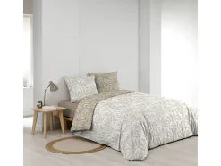 Juego de Cama 3 Piezas Malia 260x240 cm 100% Algodón Beige Natural Reversible Oeko-Tex