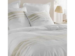 Douceur d'intérieur Ropa De Cama^Juego de cama de algodón con acabado de lino 240 x 220 cm Blanco