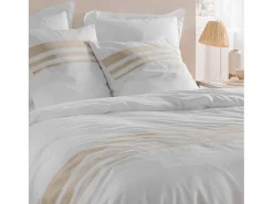 Douceur d'intérieur Ropa De Cama^Juego de cama de algodón con acabado de lino 240 x 220 cm Blanco