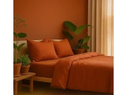 New Promo Linge Juego de cama de gasa de algodón 240 x 260 cm Terracota