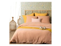 Atmosphera Ropa De Cama^Juego de cama de gasa de algodón liso 240 x 220 cm Rosa