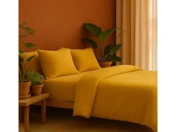 Promo Linge Ropa De Cama^Juego de cama de gasa de algodón 240 x 220 cm Amarillo