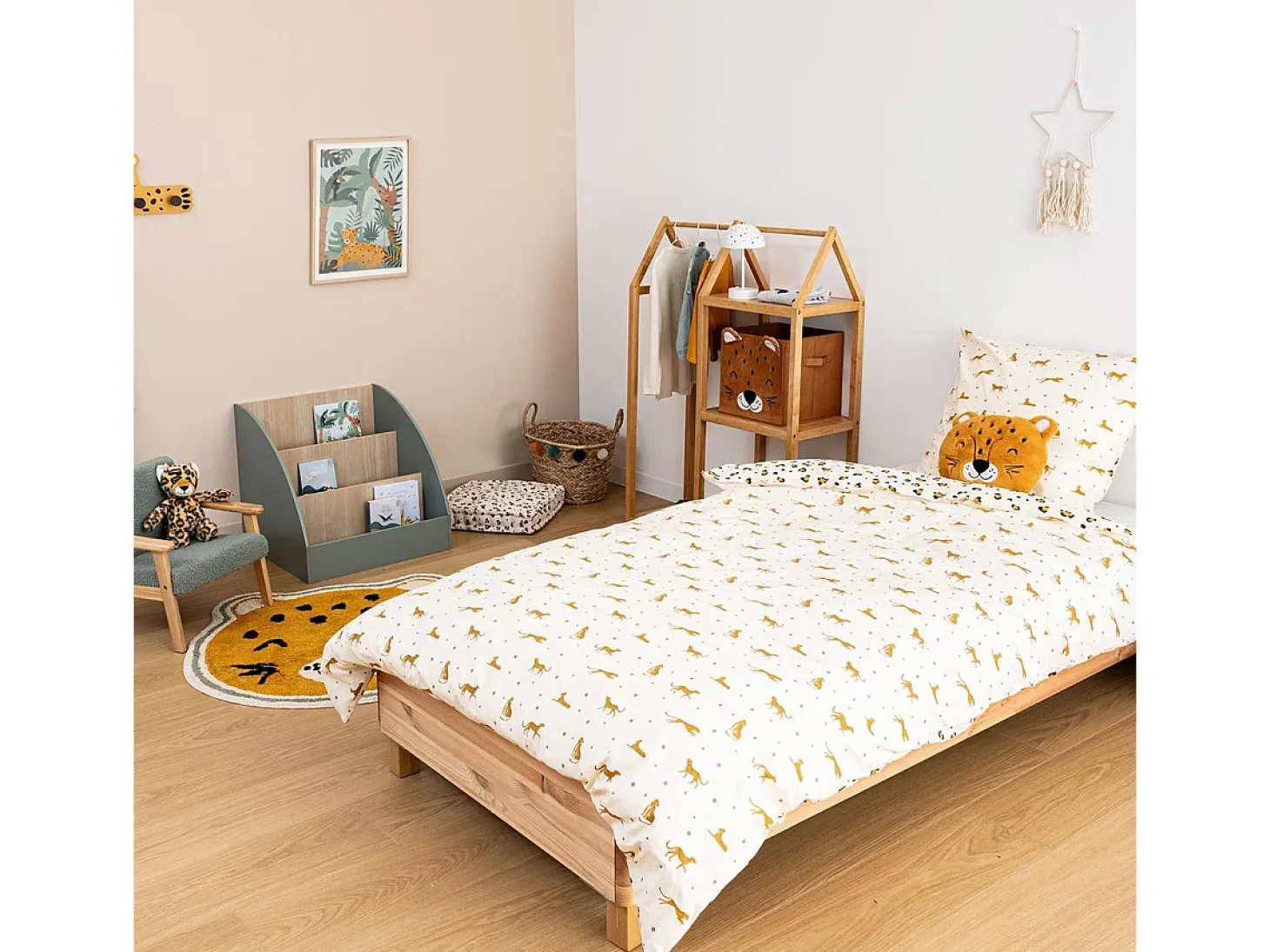 Juego de cama reversible leopardo para niños 140 x 200 cm