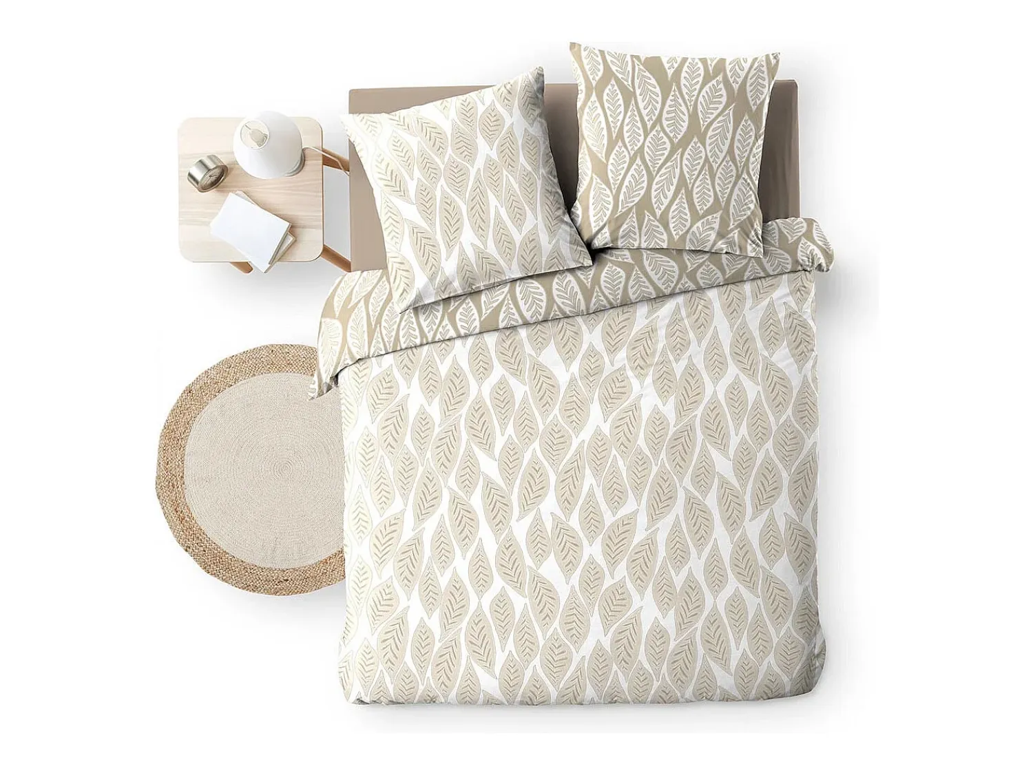 Douceur d'intérieur Ropa De Cama^Juego de cama reversible 240 x 220 cm Beige