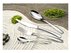 Amefa Juego de cubiertos de 24 piezas con huella en acero inoxidable con acabado brillante y satinado Plateado