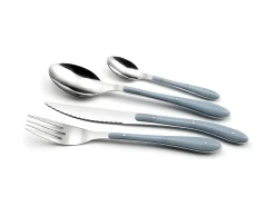 Discount Amefa Juego de cubiertos de 24 piezas Bistro 1-2-3 en denim con mangos de polipropileno de colores y remaches de acero inoxidable Azul