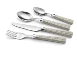 Cubierto^Juego de cubiertos de paja taupe de 24 piezas con mangos trenzados de polipropileno Topo