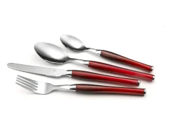 Juego de Cubiertos Purity Rojo 24 Piezas con Cesta de Acero Inoxidable