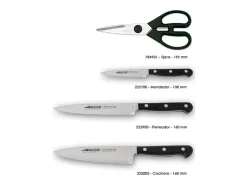 Hot ARCOS Juego de cuchillos Serie Ópera + Tijeras de Acero Inoxidable con Soporte de Madera Gris