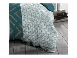 Ropa De Cama^Juego de edredón de microfibra 220 x 240 cm y 2 fundas de almohada 63 x 63 cm Azul Pato Azul verdoso