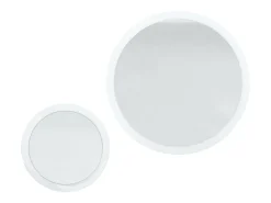 Outlet Juego de espejos Globo 50 y 80 cm, 2 espejos de pared redondos decorativos para pasillo y salón con marco de MDF en hormigón oxidado Color natural oscuro