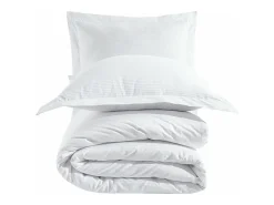 Juego de funda de edredón + 2 fundas de almohada 63x63cm de satén de algodón rayas blanco