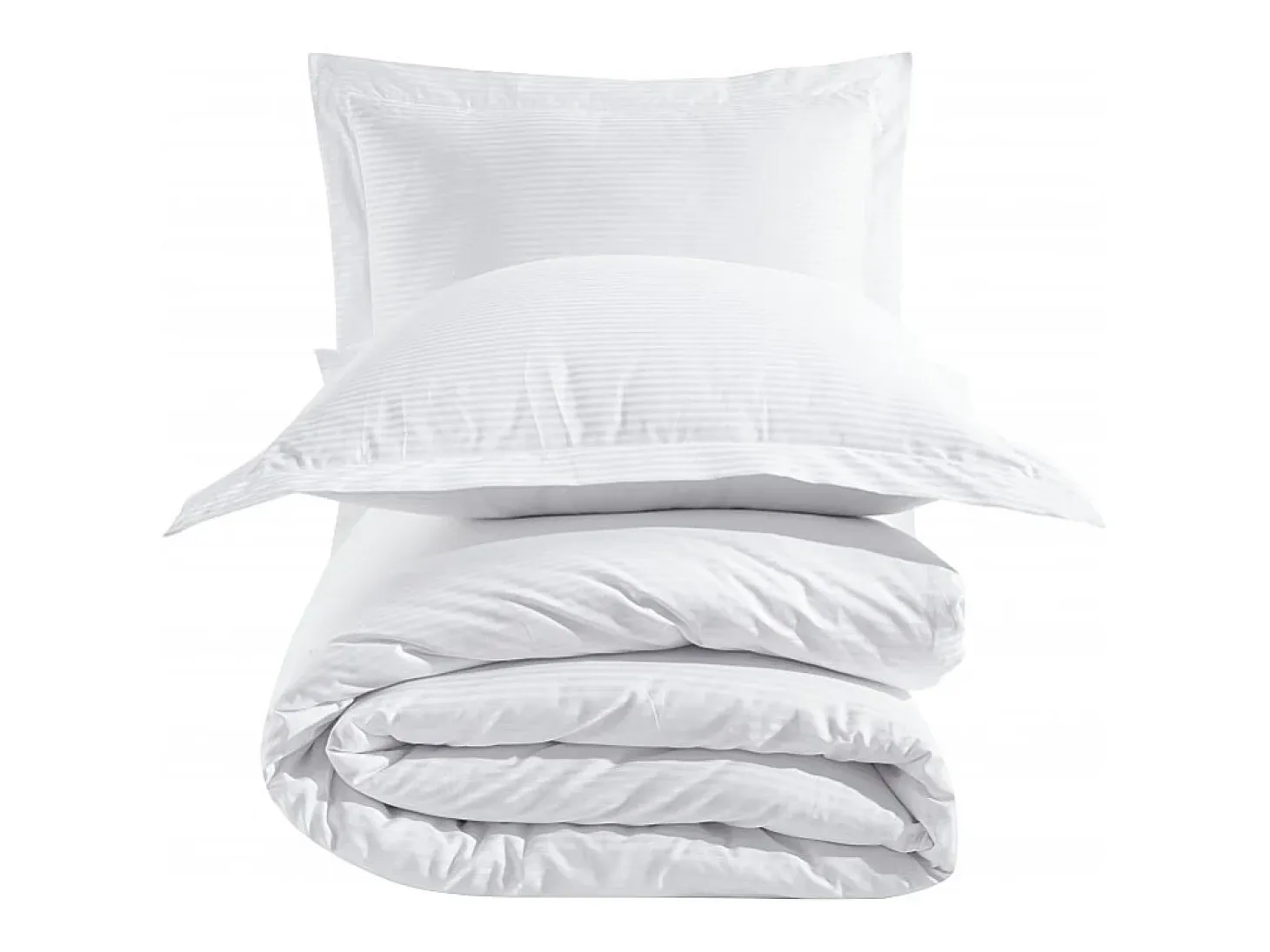 Juego de funda de edredón + 2 fundas de almohada 63x63cm de satén de algodón rayas blanco