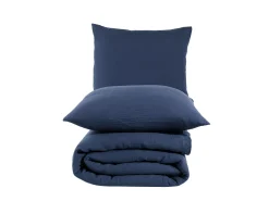 Blanc avenue Ropa De Cama^Juego de funda de edredón + 2 fundas de almohada de gasa de algodón- marino Azul