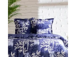 Online Blanc avenue Juego de funda de edredón +funda de almohada 100% algodón "Bamboo" Azul