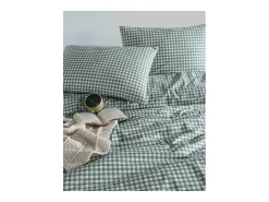 Blanc avenue Ropa De Cama^Juego de funda de edredón +funda de almohada 100% algodón "Vichy vert" Verde