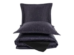 Juego de funda de edredón 240x220 cm+ 2 fundas de almohada 63x63cm de satén de algodón "Strada black"