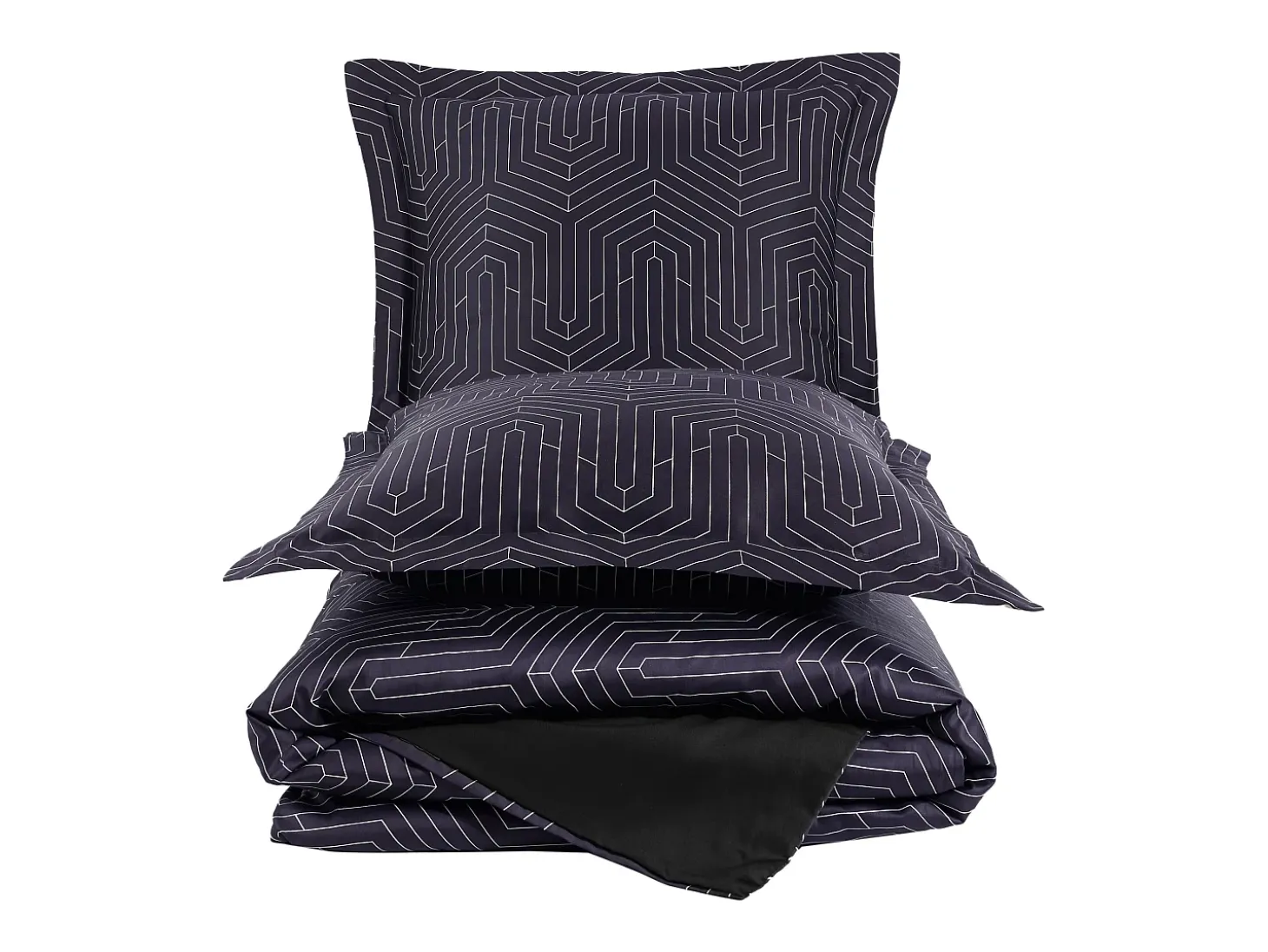 Juego de funda de edredón 240x220 cm+ 2 fundas de almohada 63x63cm de satén de algodón "Strada black"