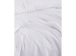 Juego de funda de edredón + 2 fundas de almohada de gasa de algodón-Blanco