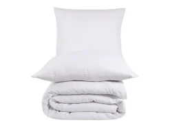 Juego de funda de edredón + 2 fundas de almohada de gasa de algodón-Blanco