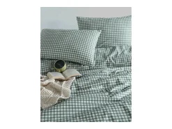 Blanc avenue Ropa De Cama^Juego de funda de edredón +funda de almohada 100% algodón "Vichy vert" Verde