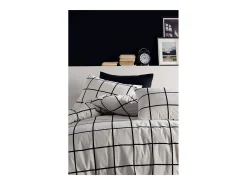 Juego de funda de edredón +funda de almohada 100% algodón "Carreaux noir"