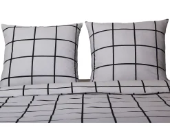 Sale Blanc avenue Juego de funda de edredón +funda de almohada 100% algodón "Carreaux "" Gris