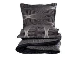 Discount Blanc avenue Juego de funda de edredón + funda de almohada satén de algodón "Bistro" Gris