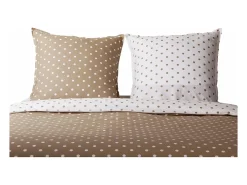 Hot Blanc avenue Juego de funda de edredón +funda de almohada 100% algodón "Pois cappuccino" Beige