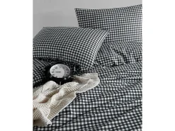 Juego de funda de edredón +funda de almohada 100% algodón "Vichy noir"