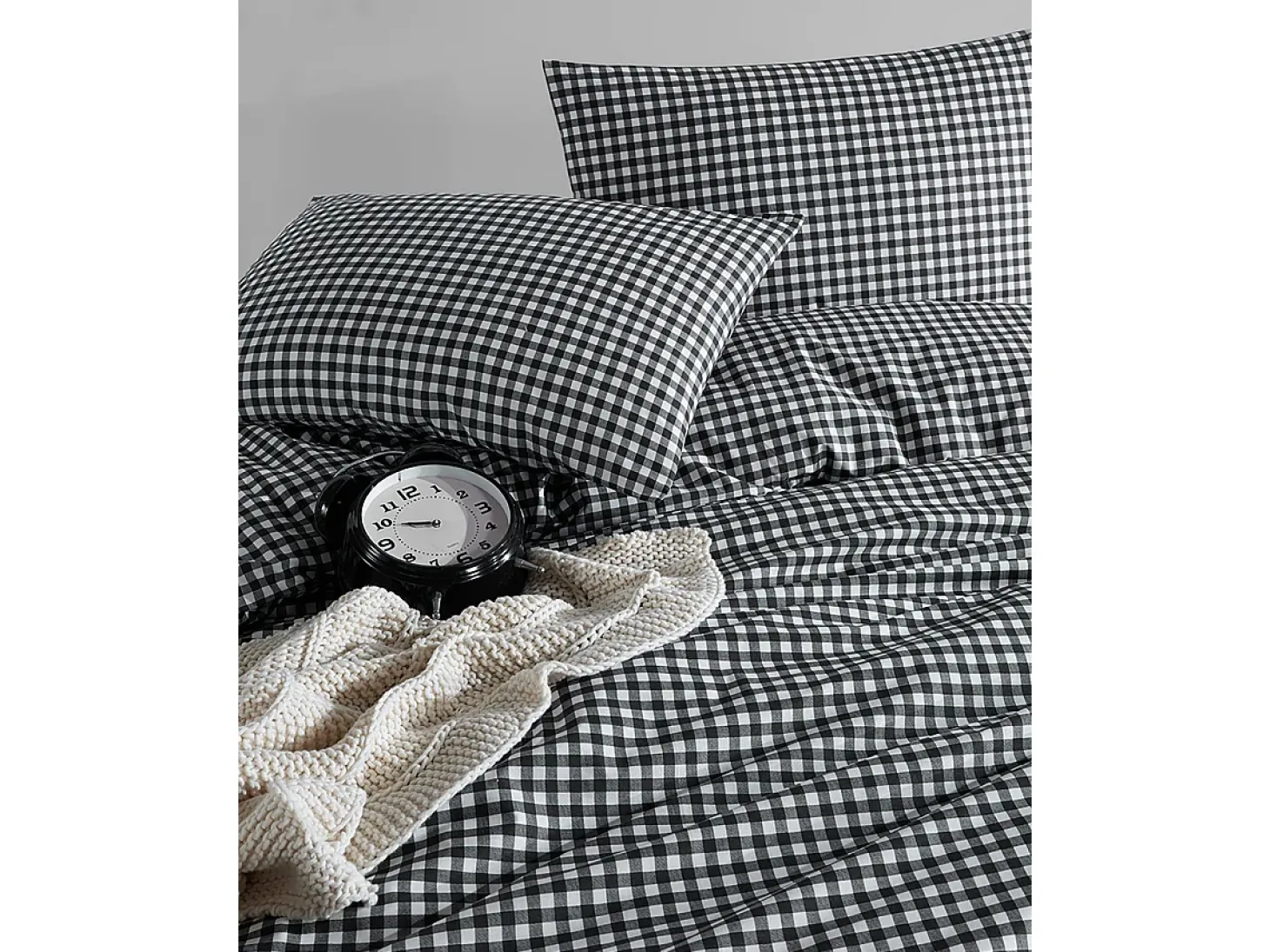 Juego de funda de edredón +funda de almohada 100% algodón "Vichy noir"