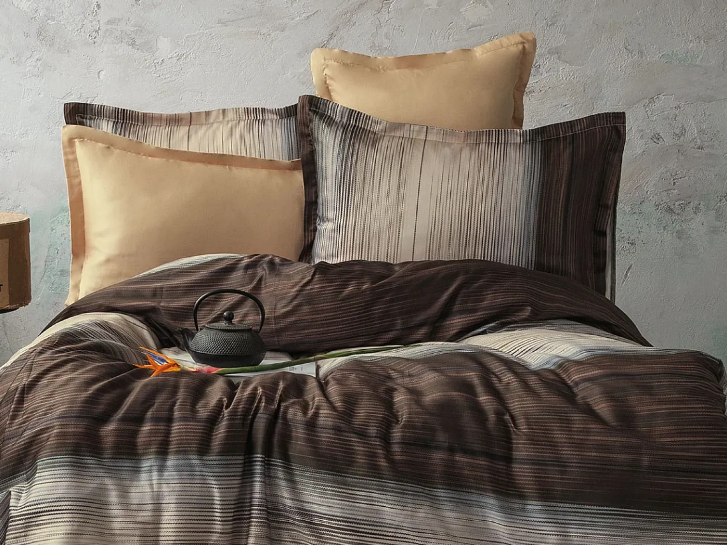 Blanc avenue Ropa De Cama^Juego de funda de edredón 240x220 cm+ 2 fundas de almohada 63x63cm de satén de algodón "Gerard" Multicolor