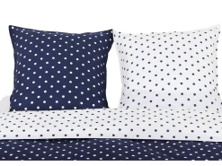 Juego de funda de edredón +funda de almohada 100% algodón "Pois Marine"